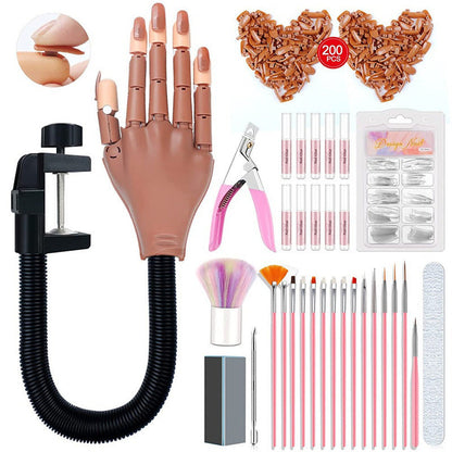 Professional 15 Piece Nail Art Practice Hand and Tool Kit for Training and Salon