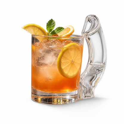Novelty Glass Cup with S-Shaped Handle Funny Decorative Drinking Glass for Bar and Party