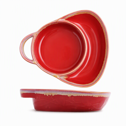 Retro Ceramic Divided Baking Dish with Handle