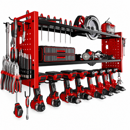 Heavy-Duty Wall-Mounted Power Tool Organizer & Drill Storage Rack
