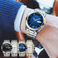 Montre à quartz ultra-mince et étanche pour hommes avec double fenêtre de calendrier