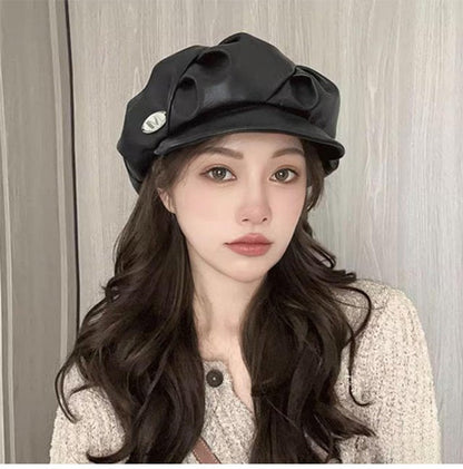 Chapeau béret en cuir