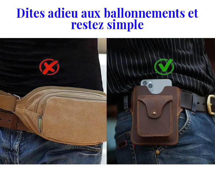 Sac ceinture multifonctionnel en cuir pour téléphone-1