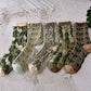 Chaussettes en coton à fleurs pour femmes (5 paires/1 jeu)