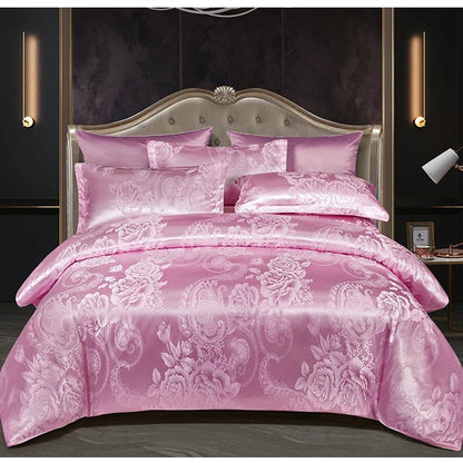 ✨Promotion de Noël à 50%✨Ensemble de quatre pièces satin jacquard de luxe européen