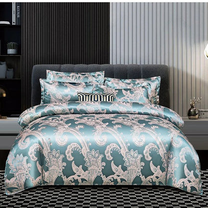 ✨Promotion de Noël à 50%✨Ensemble de quatre pièces satin jacquard de luxe européen