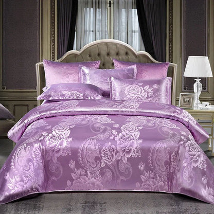 ✨Promotion de Noël à 50%✨Ensemble de quatre pièces satin jacquard de luxe européen